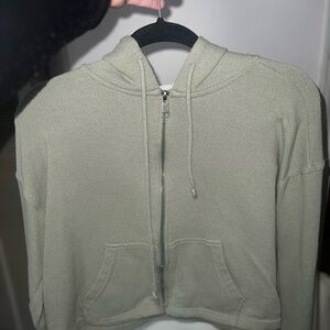 Olive Green Zip-Up Hoodie cropped